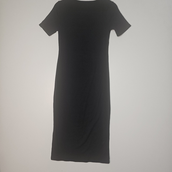 Zara Womens Short Sleeve Square Neck Ribbed Bodycon Dress Black Size Large - Picture 5 of 8